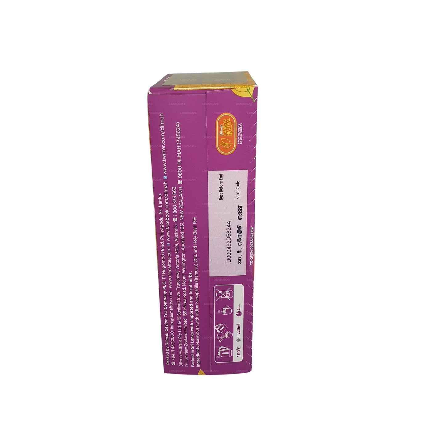 Infusión de hierbas naturales Dilmah Arana Detox (20 bolsitas de té sin etiqueta)