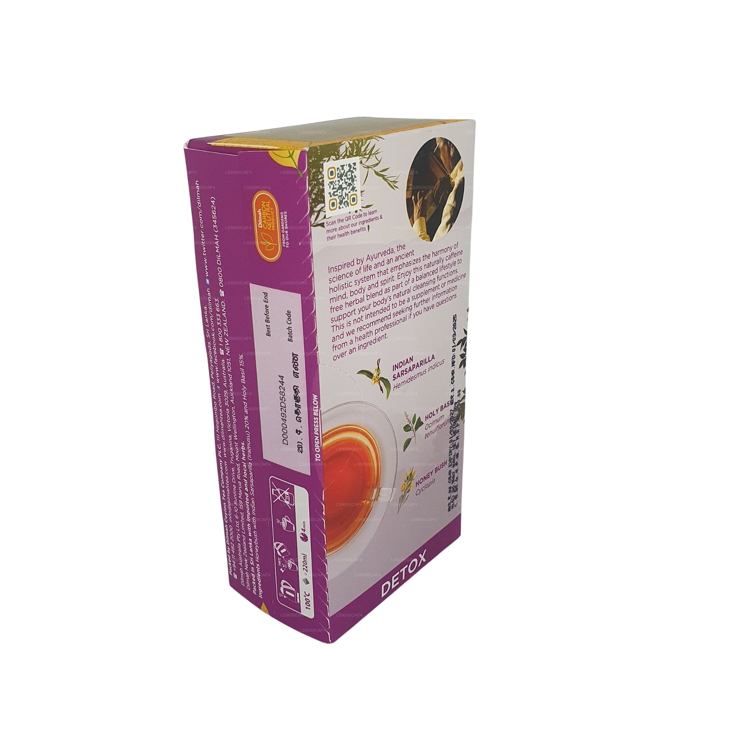 Infusión de hierbas naturales Dilmah Arana Detox (20 bolsitas de té sin etiqueta)