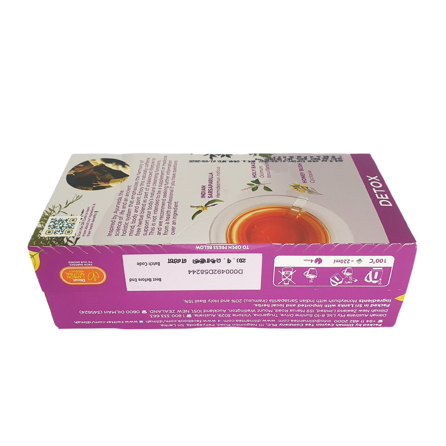 Infusión de hierbas naturales Dilmah Arana Detox (20 bolsitas de té sin etiqueta)