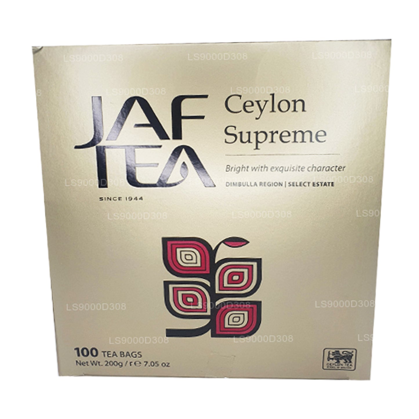 Cadena y etiqueta de té Jaf Tea Classic Gold Collection Ceylon Supreme, 100 bolsas de té (200 g)