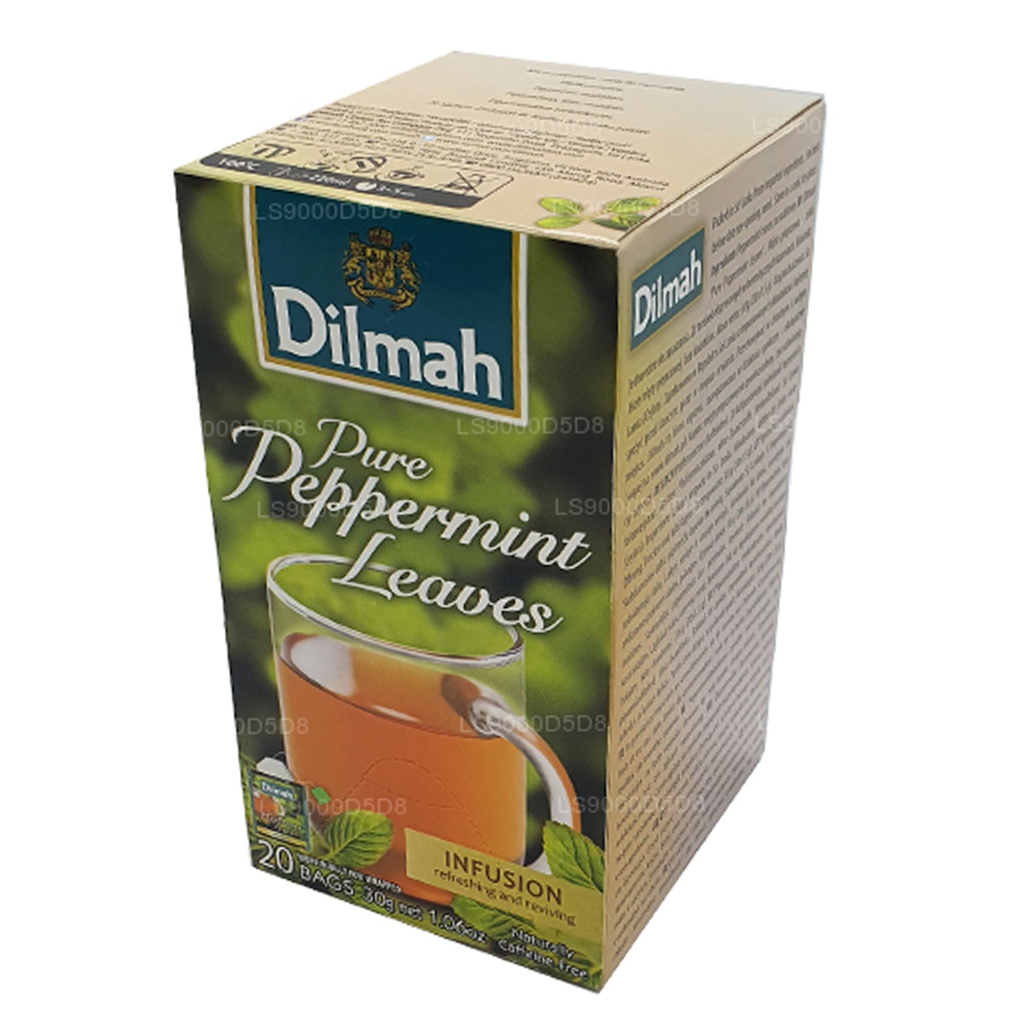 Hojas de menta pura Dilmah (30 g), 20 bolsitas de té