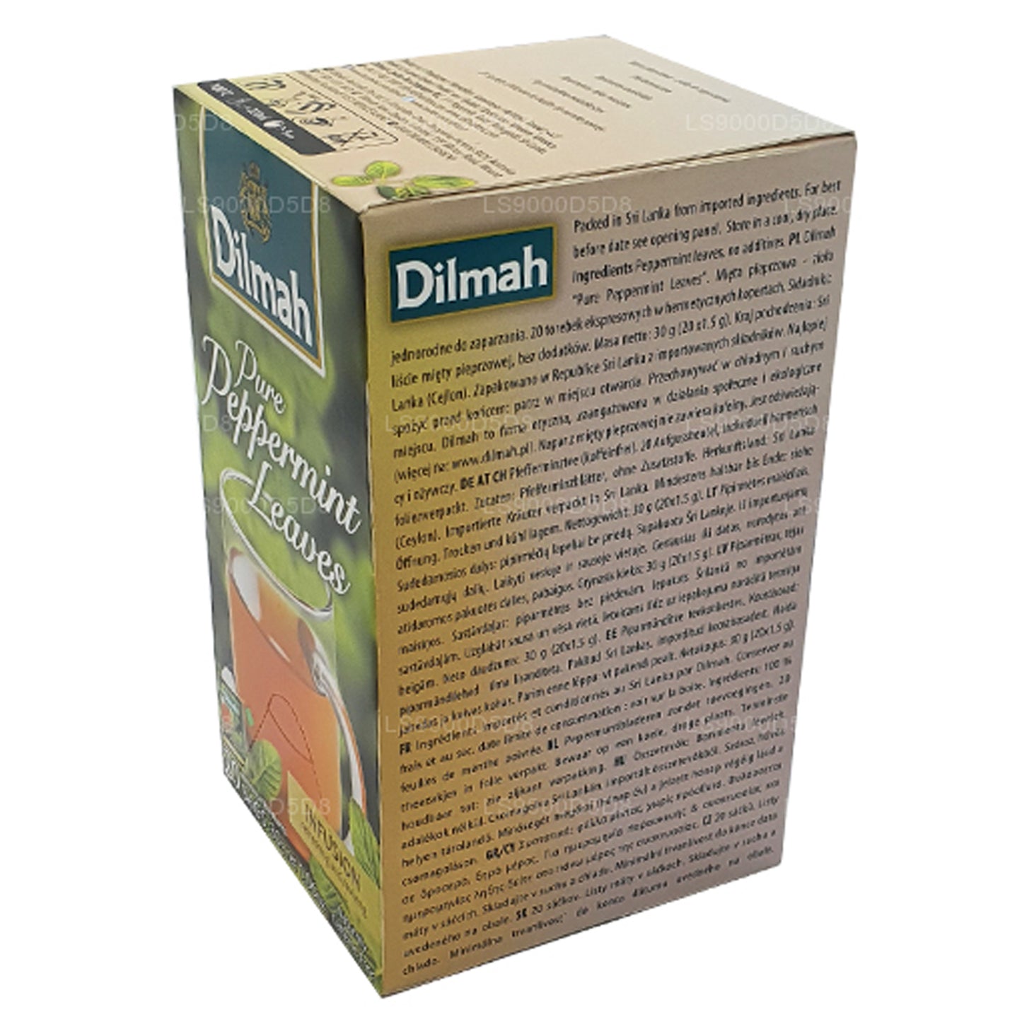 Hojas de menta pura Dilmah (30 g), 20 bolsitas de té