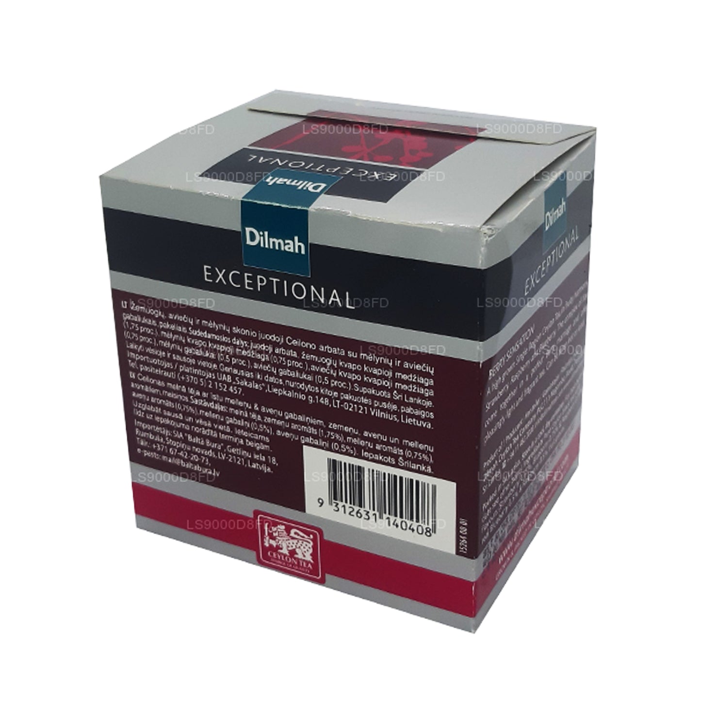 Té de hojas reales Dilmah Exceptional Berry Sensation (40 g) 20 bolsas de té