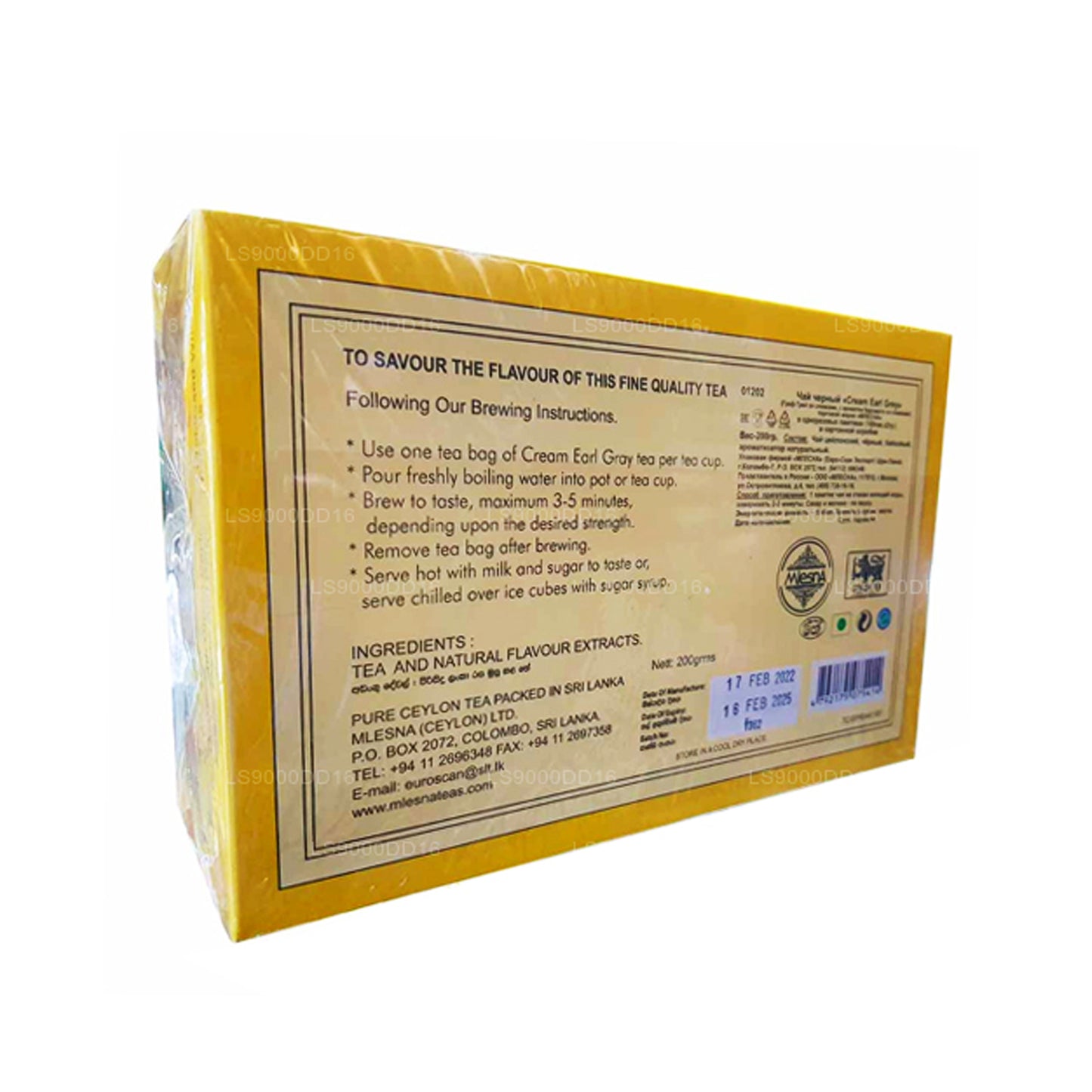 Té Mlesna Cream Earl Grey (200 g) 100 bolsitas de té