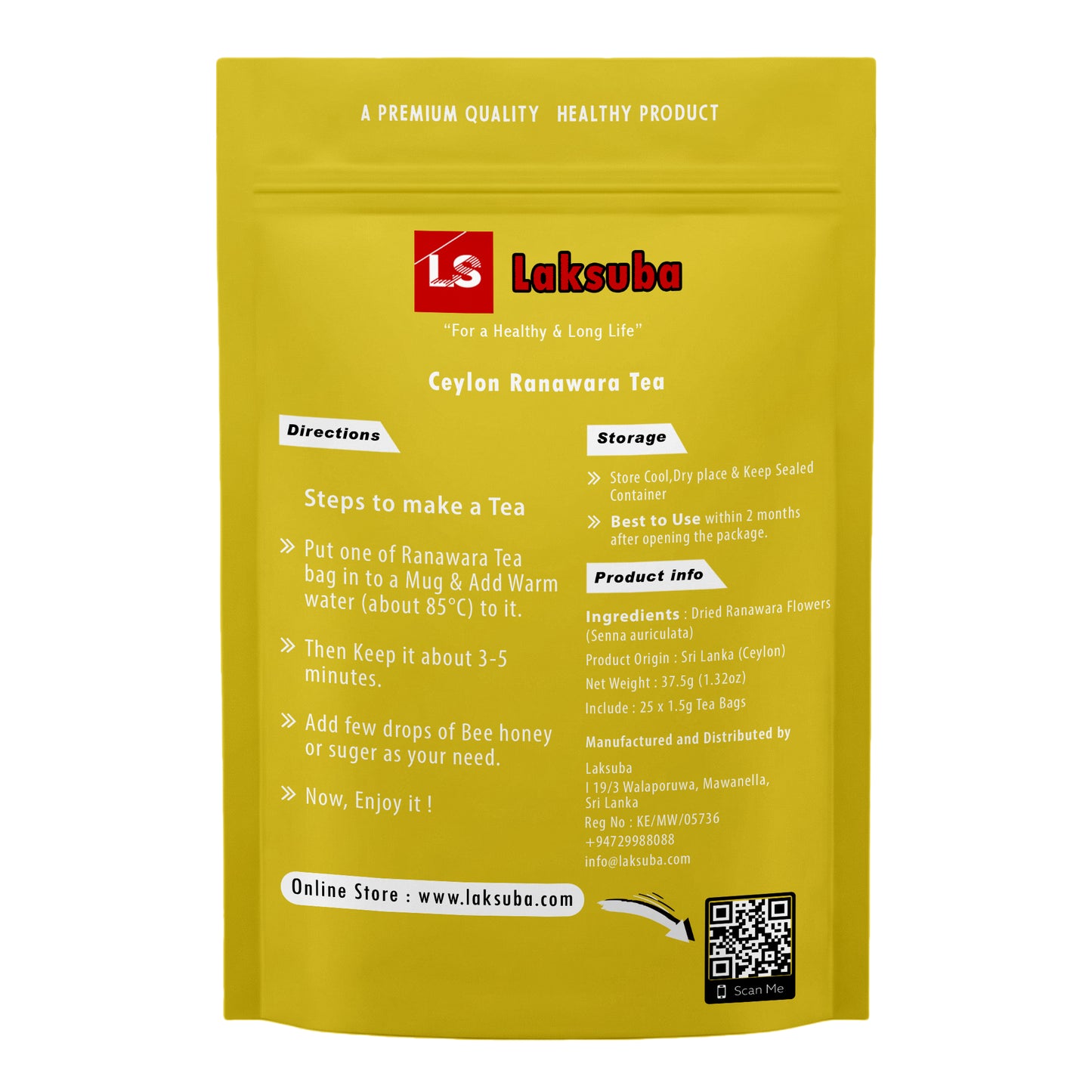Té Laksuba Ceylon Ranawara (37,5 g) 25 bolsitas