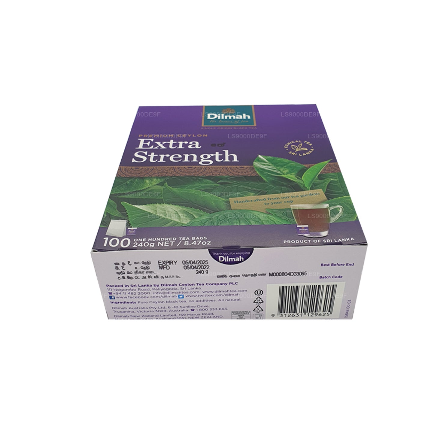 Té de Ceilán Dilmah Premium Extra Strength (240 g), 100 bolsitas de té