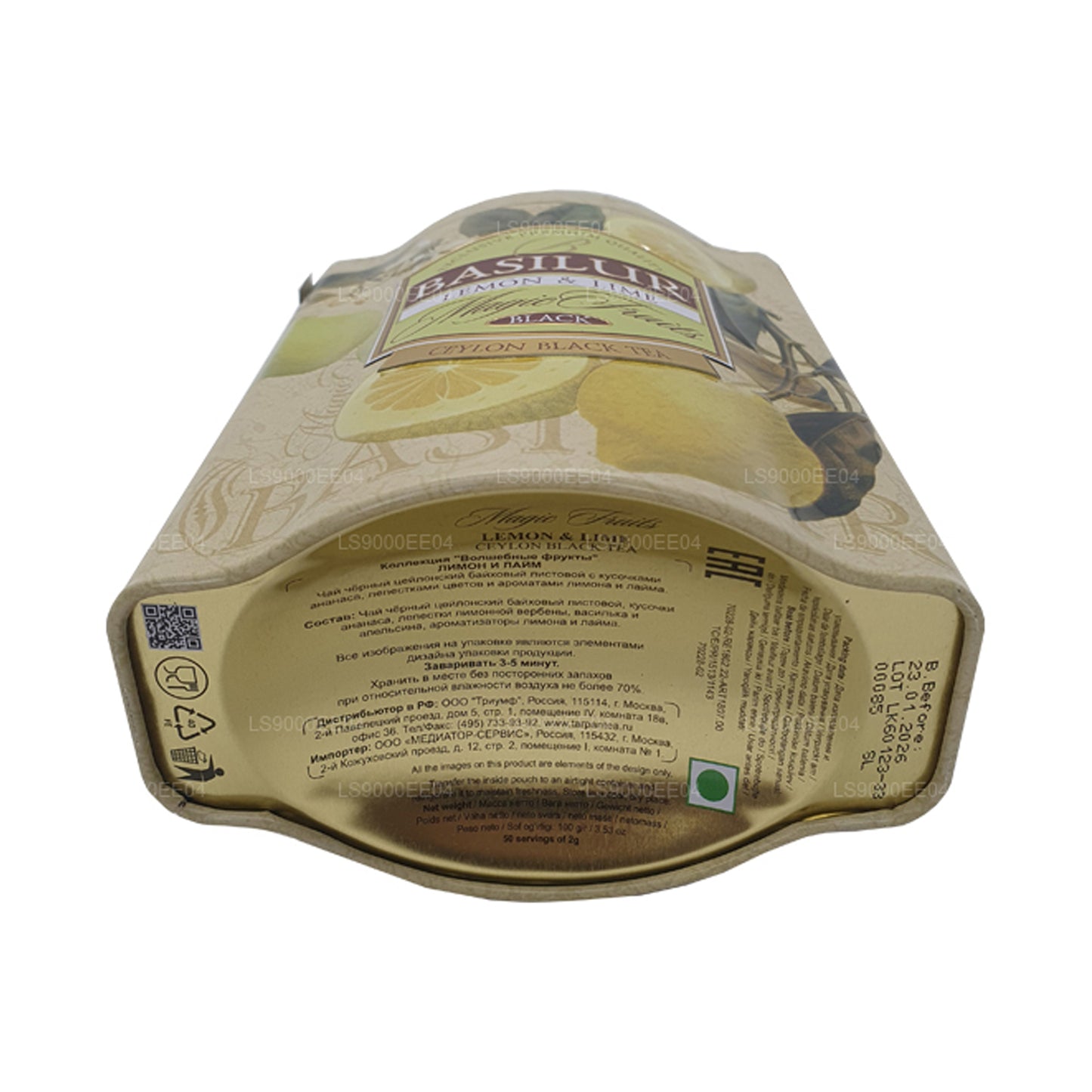 Carrito de lata Basilur Magic Fruits con limón y lima (100 g)