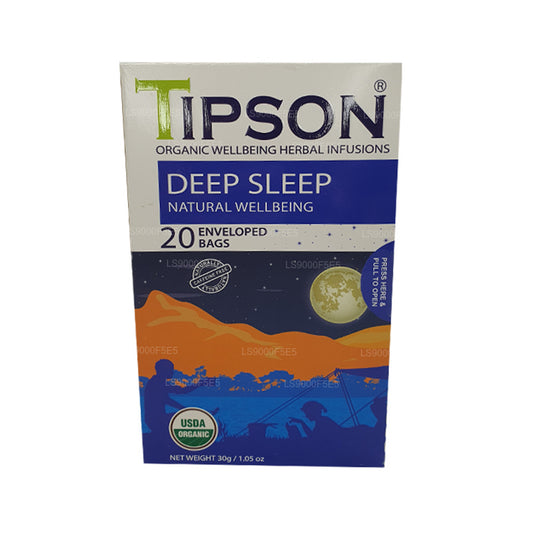 Tipson Organic Deep Sleep Natural Wellbeing (30 g), 20 bolsitas de té envueltas