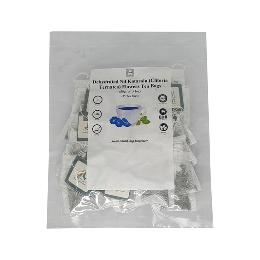 Bolsitas de té de flor de guisante mariposa deshidratada Lakpura® (Nil Katarolu; Clitoria Ternatea) (25 bolsitas)
