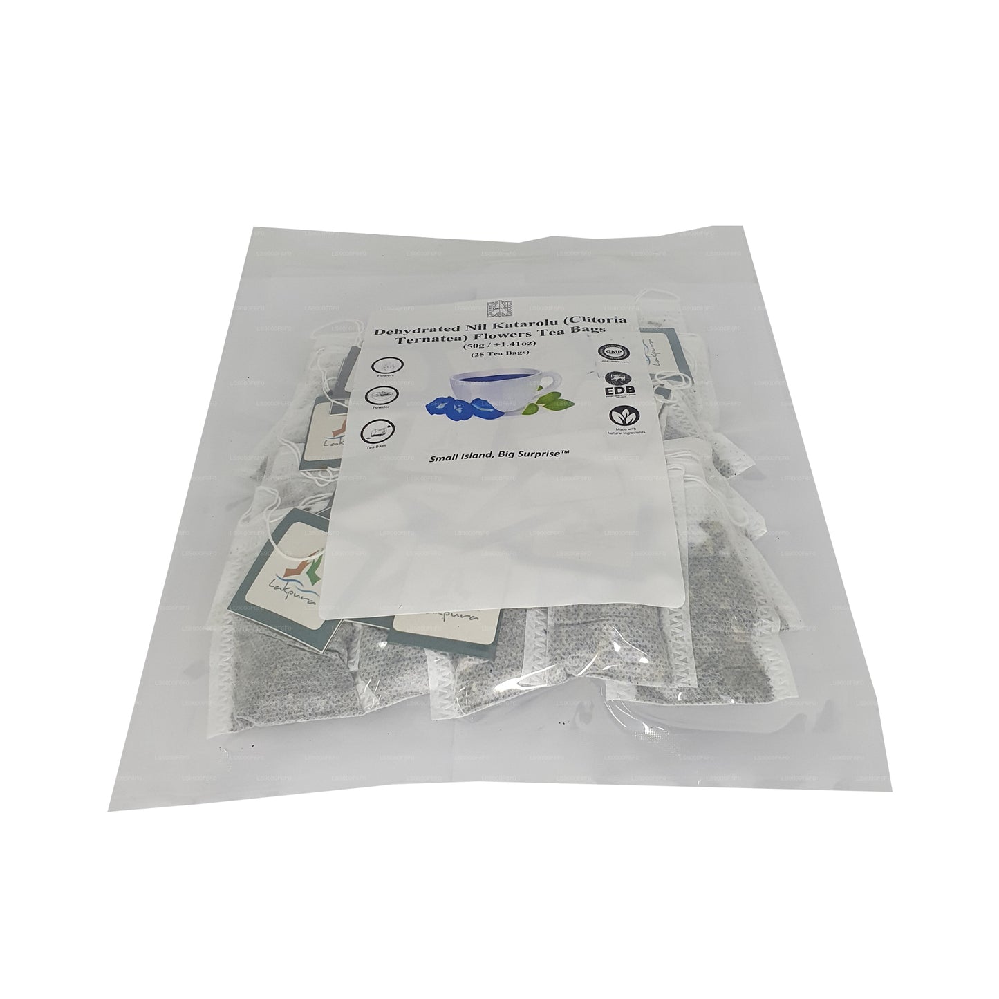 Bolsitas de té de flor de guisante mariposa deshidratada Lakpura® (Nil Katarolu; Clitoria Ternatea) (25 bolsitas)