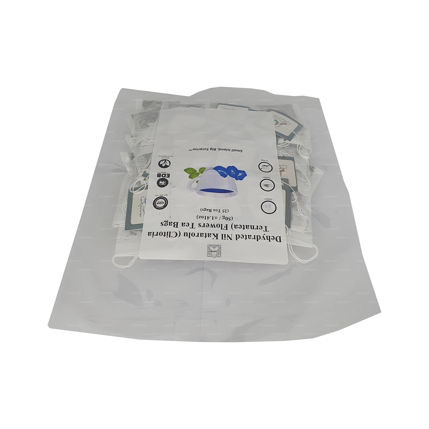 Bolsitas de té de flor de guisante mariposa deshidratada Lakpura® (Nil Katarolu; Clitoria Ternatea) (25 bolsitas)