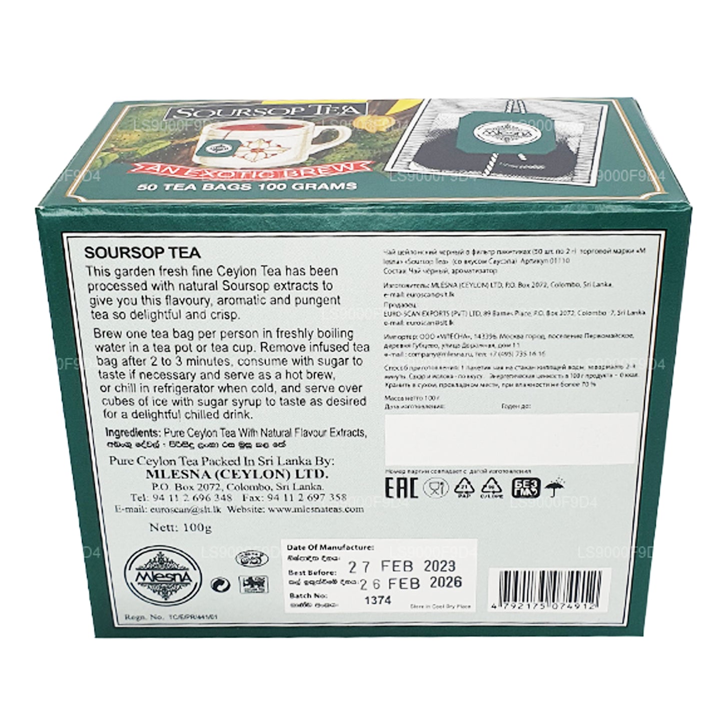 Té de guanábana Mlesna «Una cerveza exótica», 50 bolsitas de té (100 g)