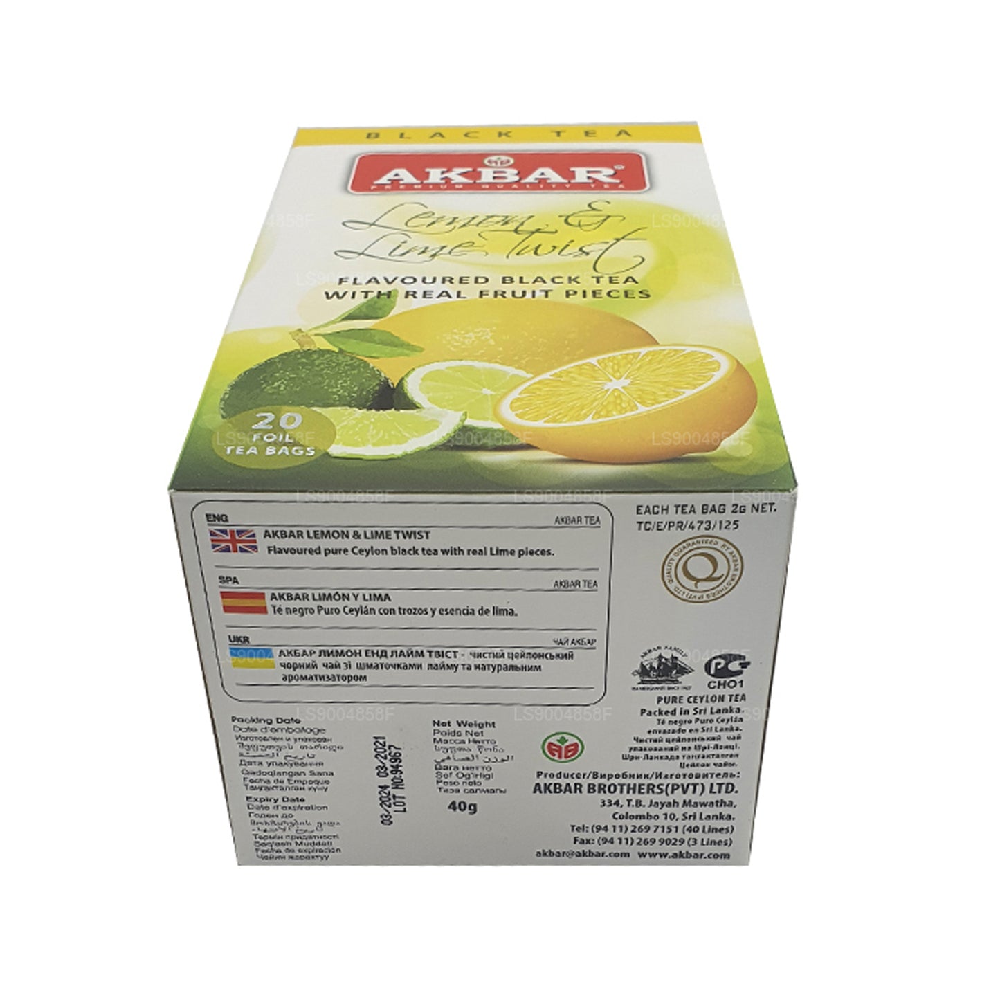 Té Akbar Twist de limón y lima (40 g) 20 bolsitas de té