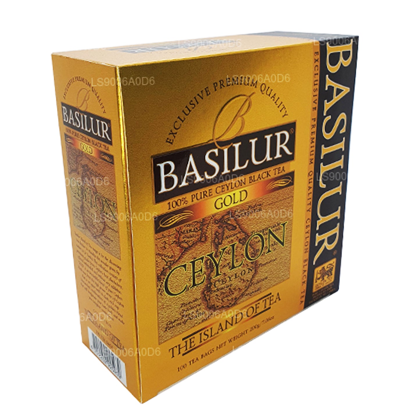 Té negro de Ceilán Basilur Island of Gold exclusivo de primera calidad (200 g), 100 bolsitas de té