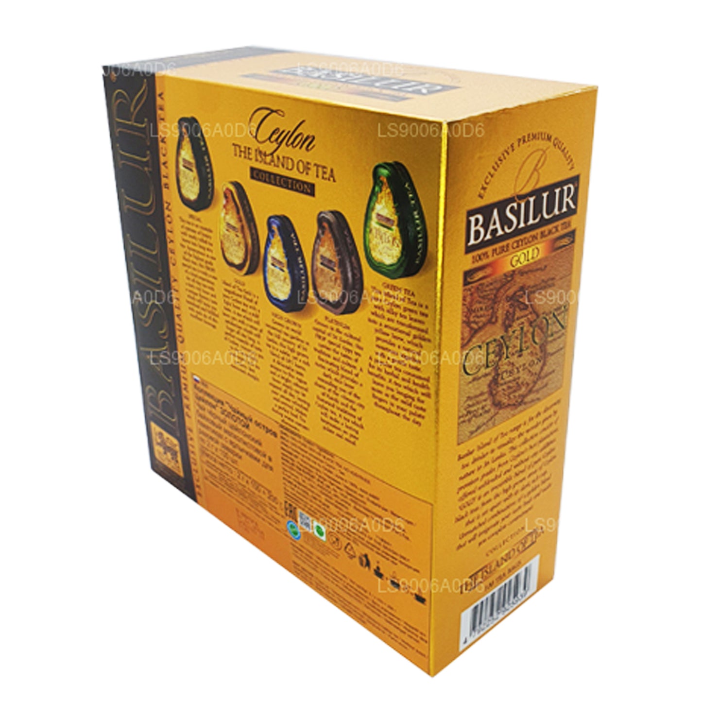 Té negro de Ceilán Basilur Island of Gold exclusivo de primera calidad (200 g), 100 bolsitas de té