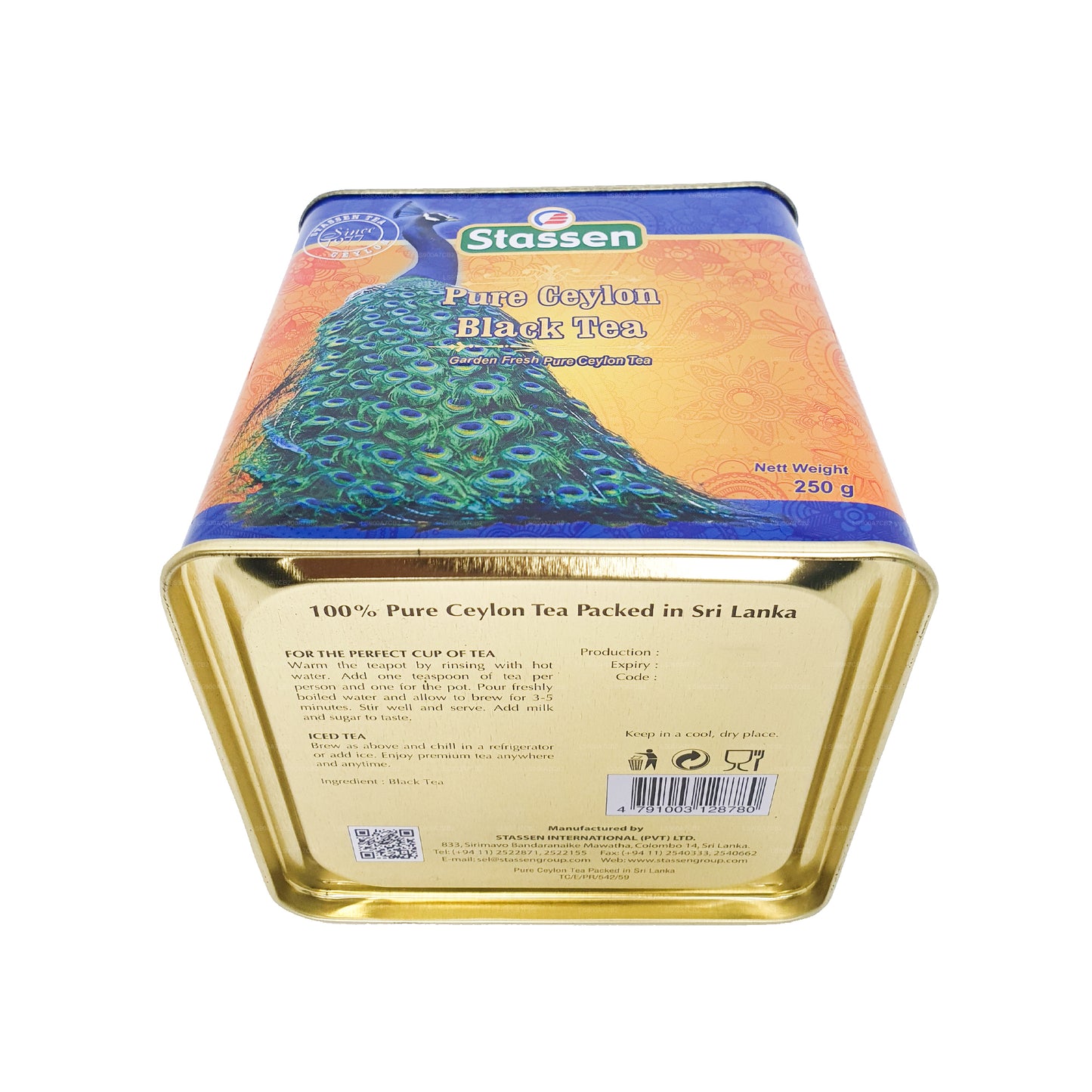 Lata de té negro puro de Ceilán Stassen (250 g)