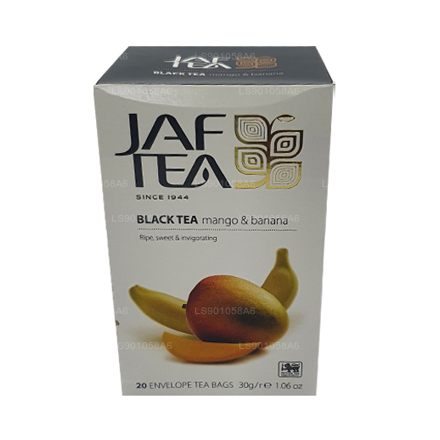 Jaf Tea Pure Fruits Collection, té negro, mango y plátano (30 g), 20 bolsitas