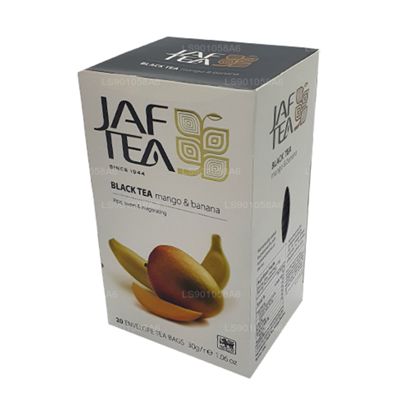 Jaf Tea Pure Fruits Collection, té negro, mango y plátano (30 g), 20 bolsitas