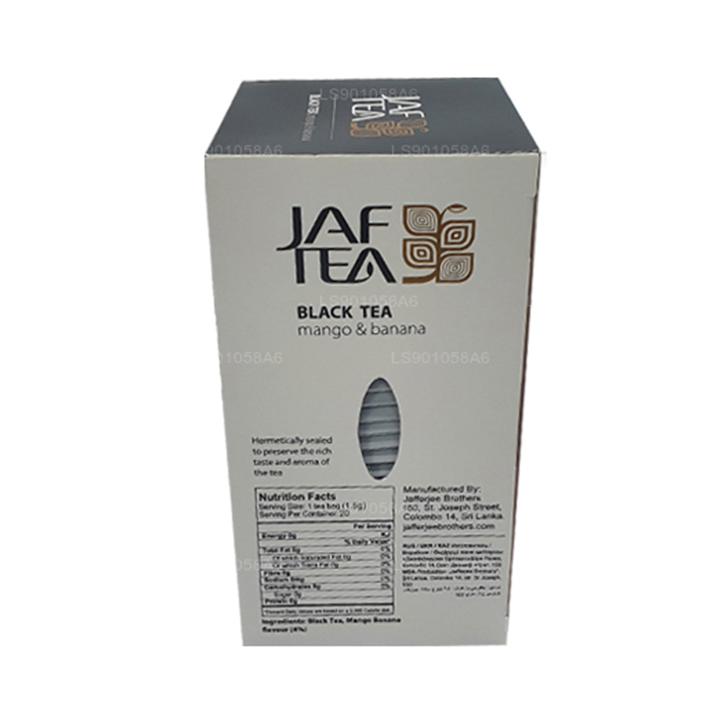 Jaf Tea Pure Fruits Collection, té negro, mango y plátano (30 g), 20 bolsitas