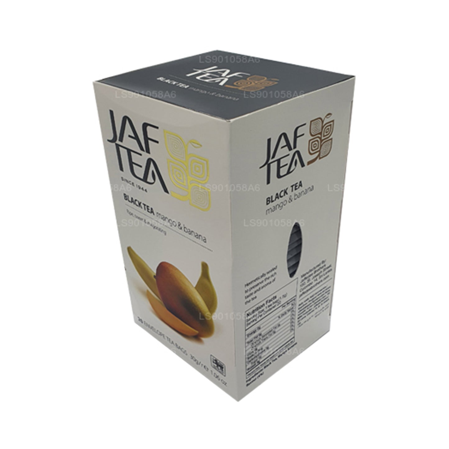 Jaf Tea Pure Fruits Collection, té negro, mango y plátano (30 g), 20 bolsitas