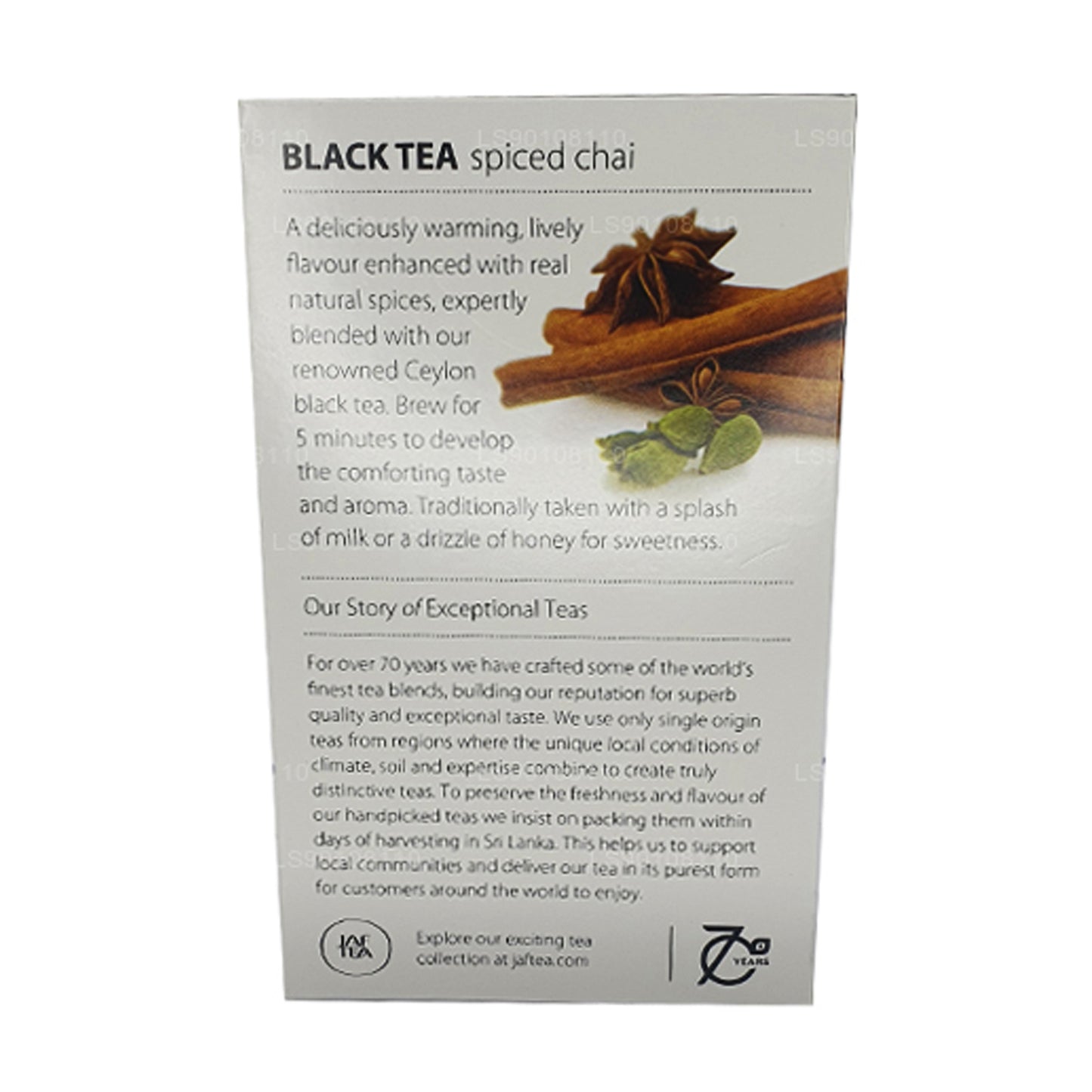 Chai especiado de té negro Jaf Tea Pure Spice Collection (40 g), 20 bolsitas de té