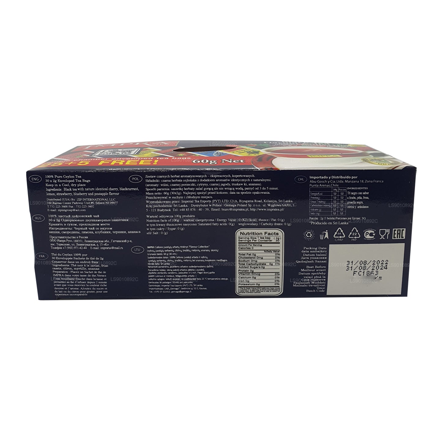 Té negro de Ceilán Impra Flavor Collection (60 g) 30 bolsitas de té