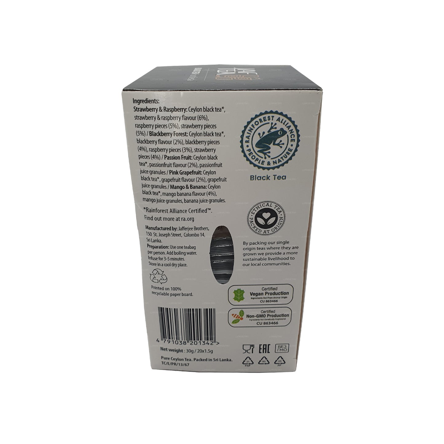 Jaf Tea Pure Fruits Collection Black Tea Fruit Fiesta (30 g) 20 bolsitas de té