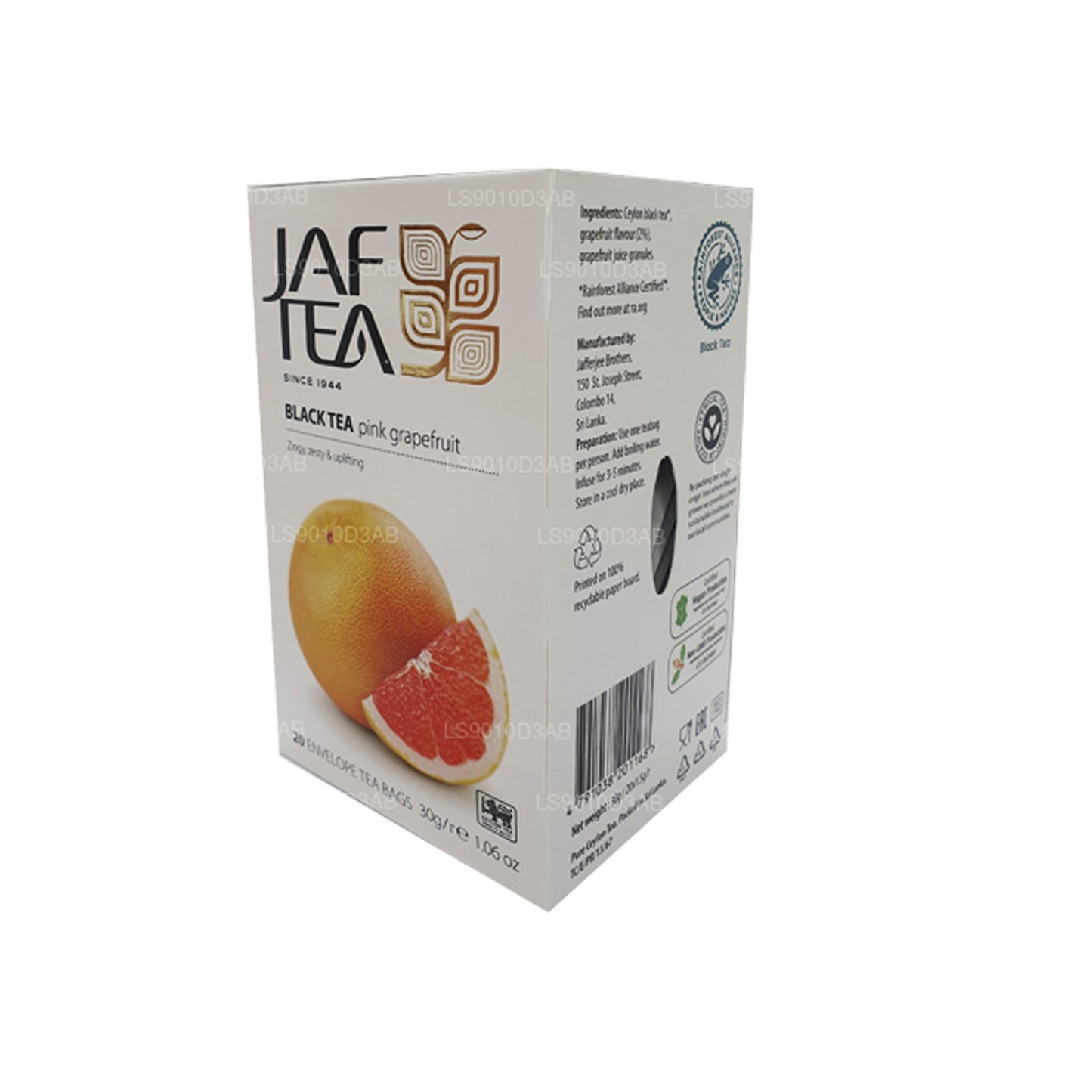 Bolsitas de té Jaf Tea Pure Fruits Collection para té negro, pomelo rosa y pomelo (30 g)