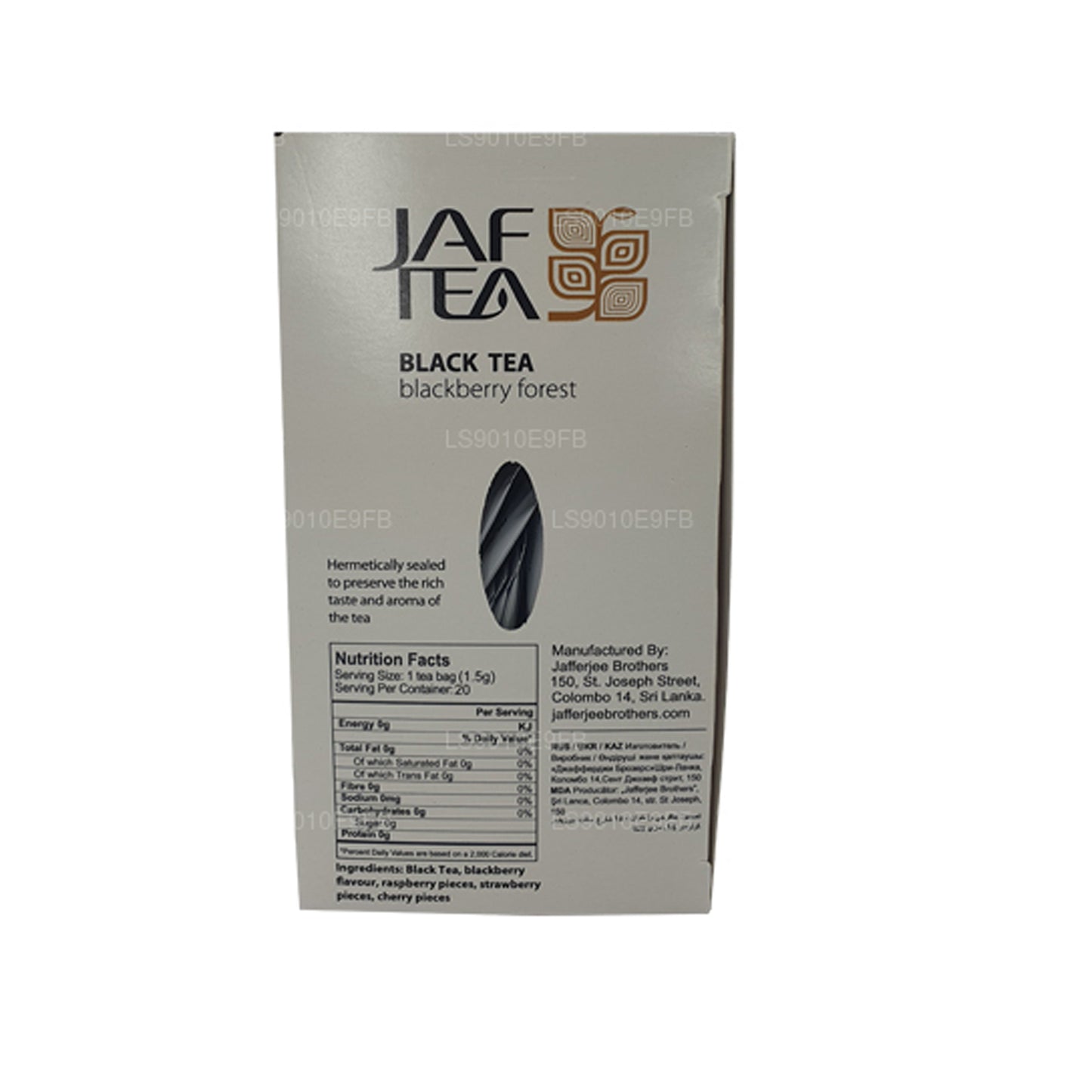 Bolsitas de té Jaf Tea Pure Fruits Collection de té negro con diseño de bosque de zarzamoras (30 g)