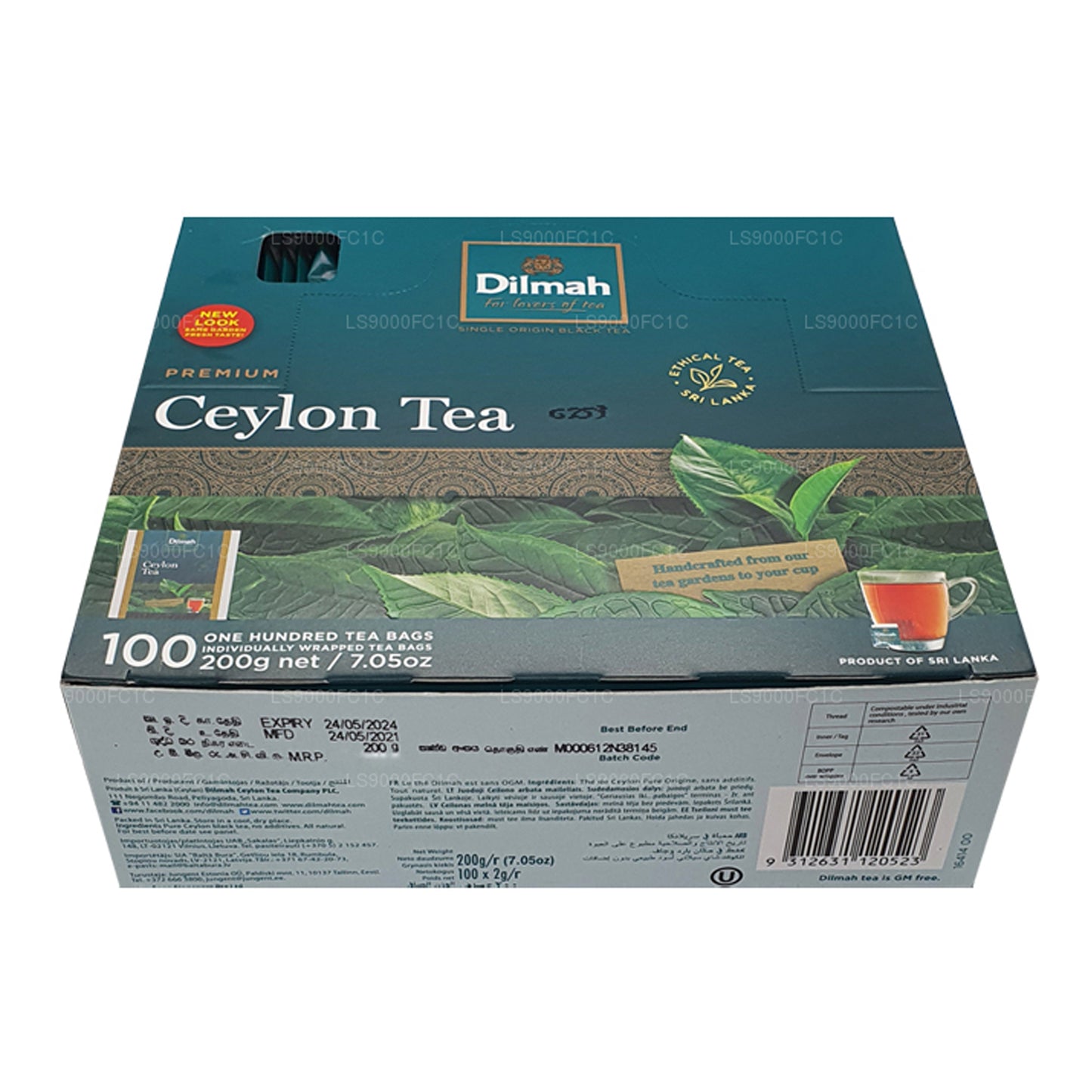 Té de Ceilán Dilmah Premium, envuelto individualmente, 100 bolsitas de té (200 g)
