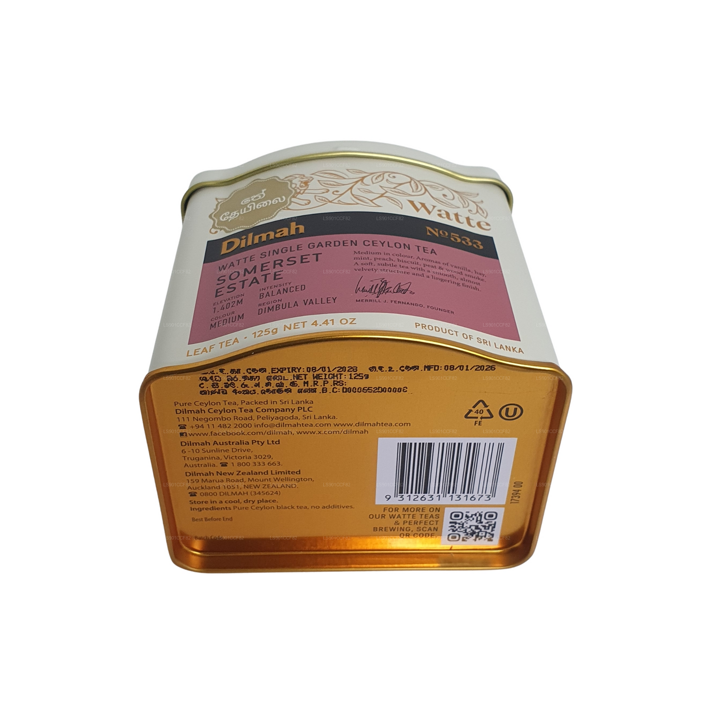 Té de hojas sueltas Dilmah Uda Watte (125 g)