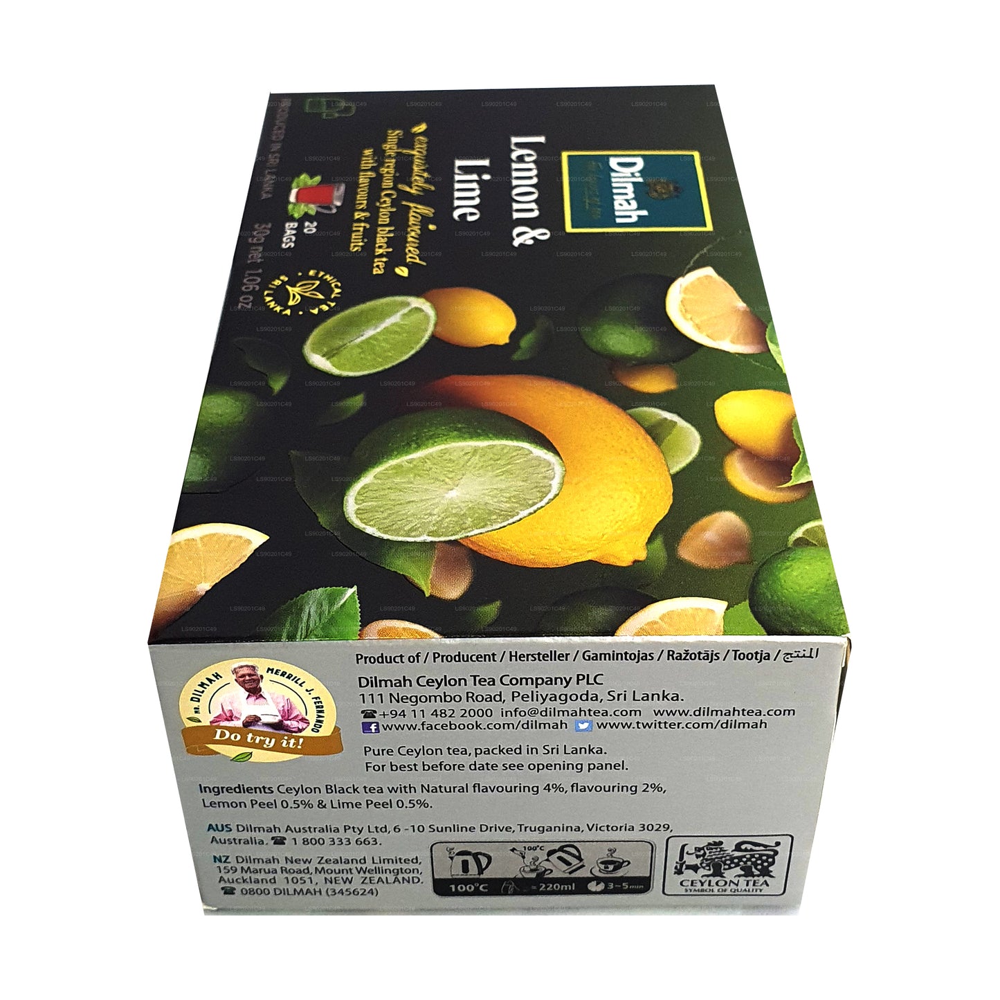 Té Dilmah con sabor a limón (30 g) 20 bolsitas de té