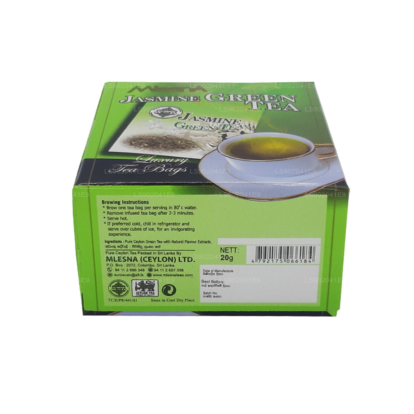 Mlesna jazmín Té verde (20g) 10 bolsitas de té de lujo