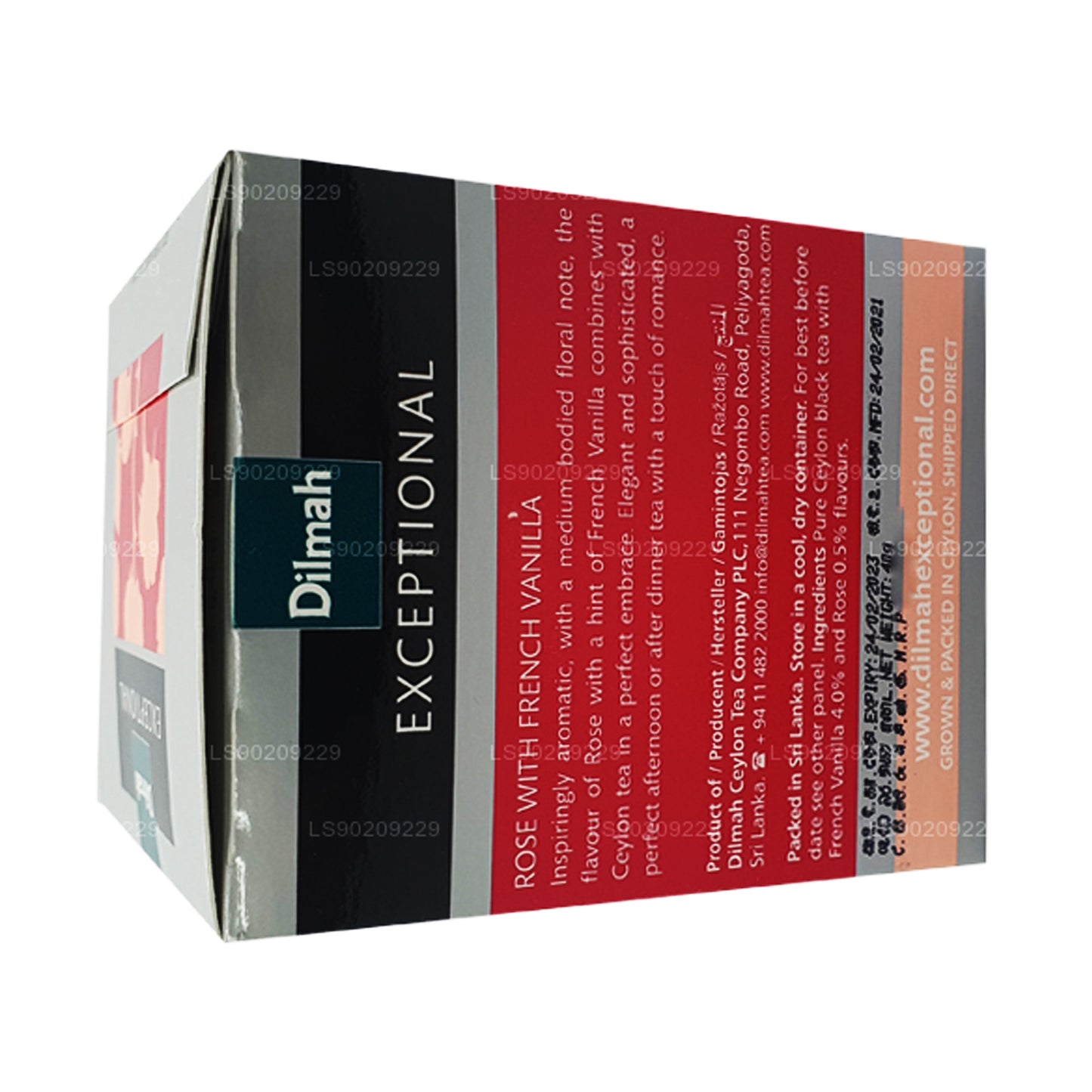 Dilmah Exceptional Rose con vainilla francesa (40 g), 20 bolsitas de té