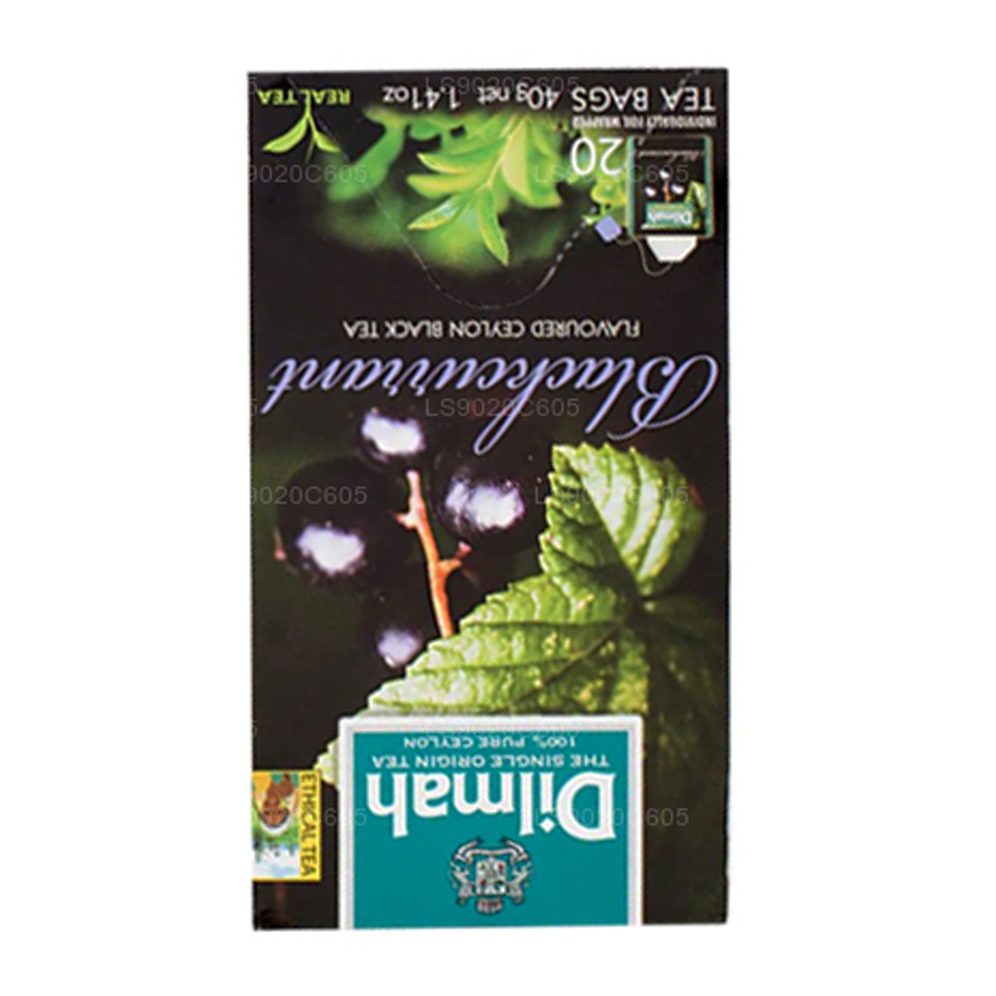 Té Dilmah con sabor a grosella negra (40 g), 20 bolsitas de té