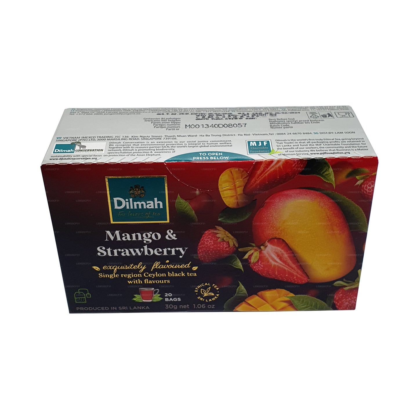 Té Dilmah con sabor a mango y fresa (30 g) 20 bolsitas de té