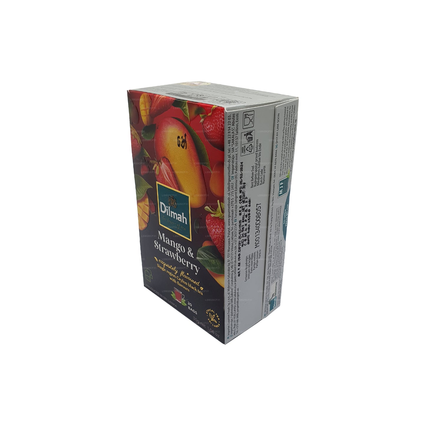 Té Dilmah con sabor a mango y fresa (30 g) 20 bolsitas de té