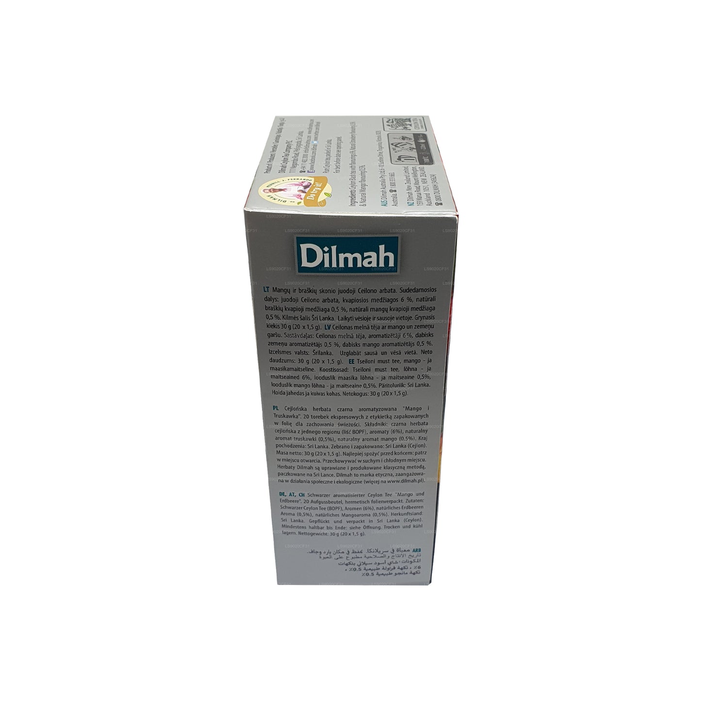 Té Dilmah con sabor a mango y fresa (30 g) 20 bolsitas de té