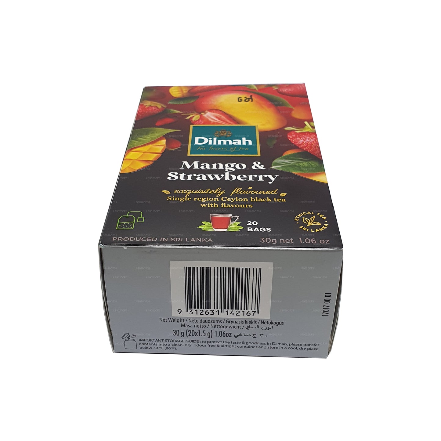 Té Dilmah con sabor a mango y fresa (30 g) 20 bolsitas de té