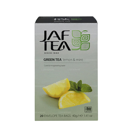 Bolsitas de té Jaf Tea Pure Green Collection, papel de aluminio, color verde, limón y menta (40 g)