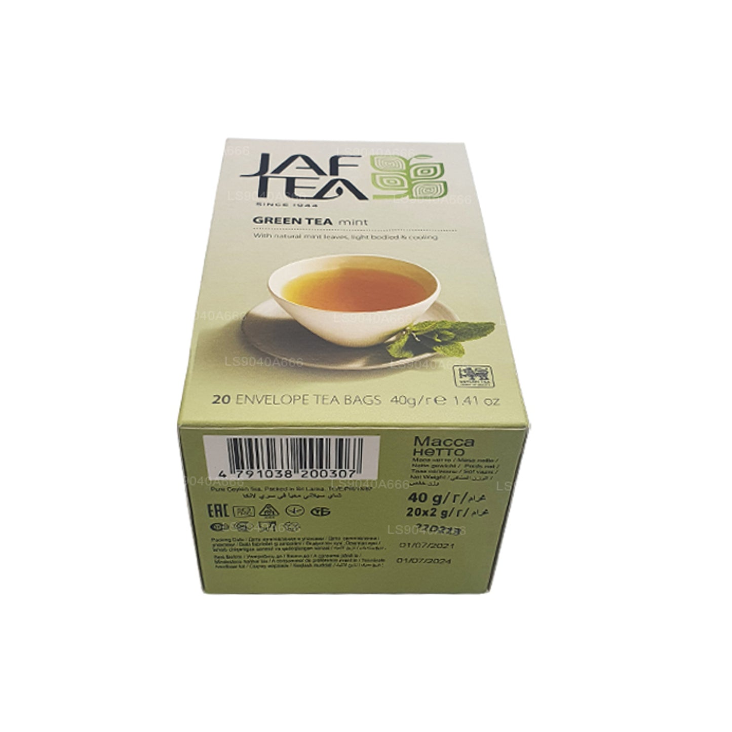 Bolsitas de té Jaf Tea Pure Green Collection para té verde y menta (40 g)