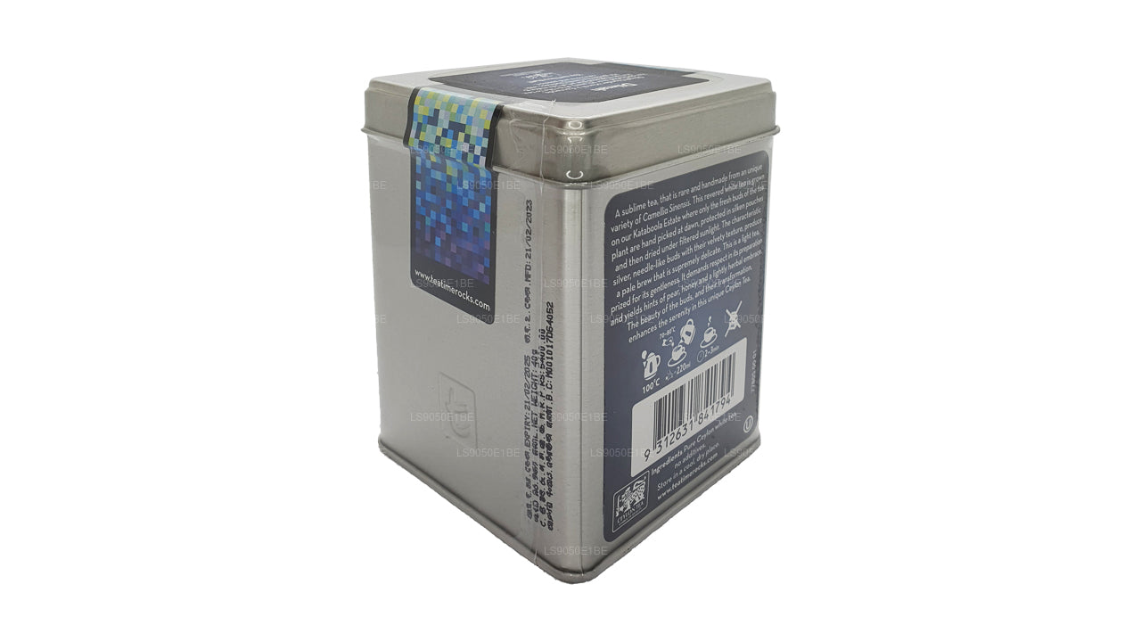 Tarro de té blanco Dilmah serie T VSRT de Ceilán con puntas plateadas (40 g), hojas sueltas