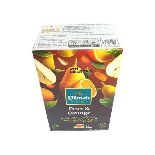 Té negro de Ceilán Dilmah con sabor a pera y naranja (30 g) 20 bolsitas de té