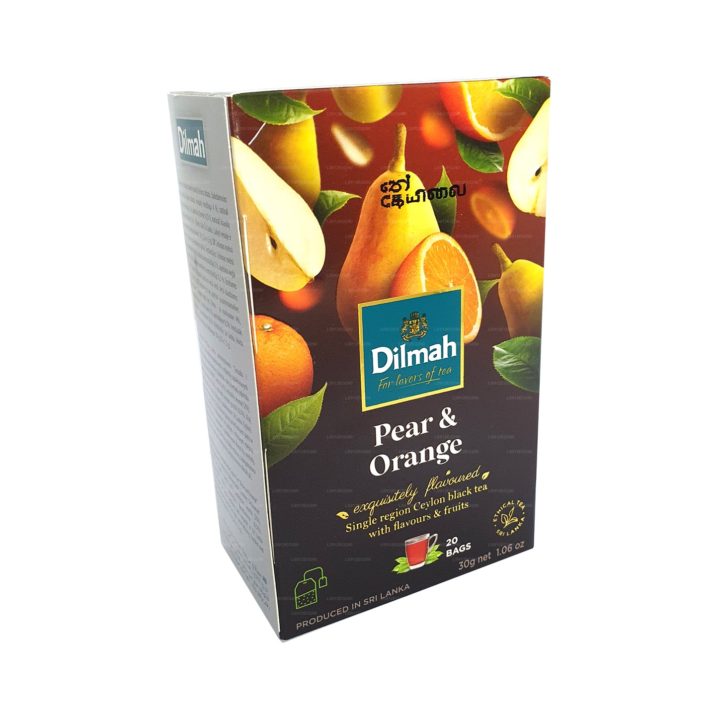 Té negro de Ceilán Dilmah con sabor a pera y naranja (30 g) 20 bolsitas de té