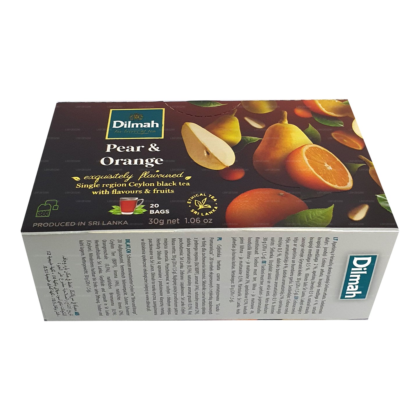 Té negro de Ceilán Dilmah con sabor a pera y naranja (30 g) 20 bolsitas de té