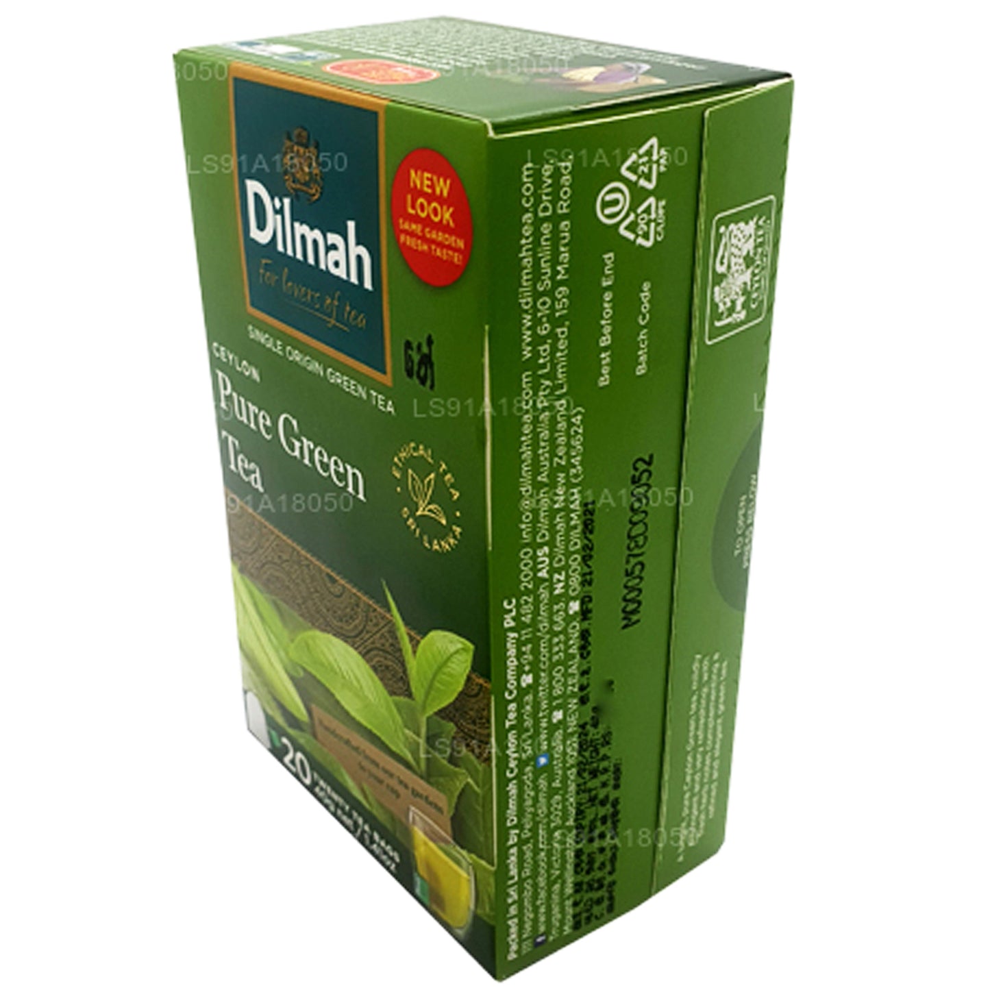 Té verde puro de Ceilán Dilmah (40 g) 20 bolsitas de té