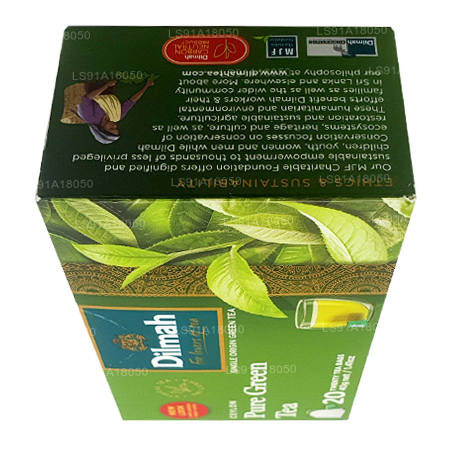 Té verde puro de Ceilán Dilmah (40 g) 20 bolsitas de té