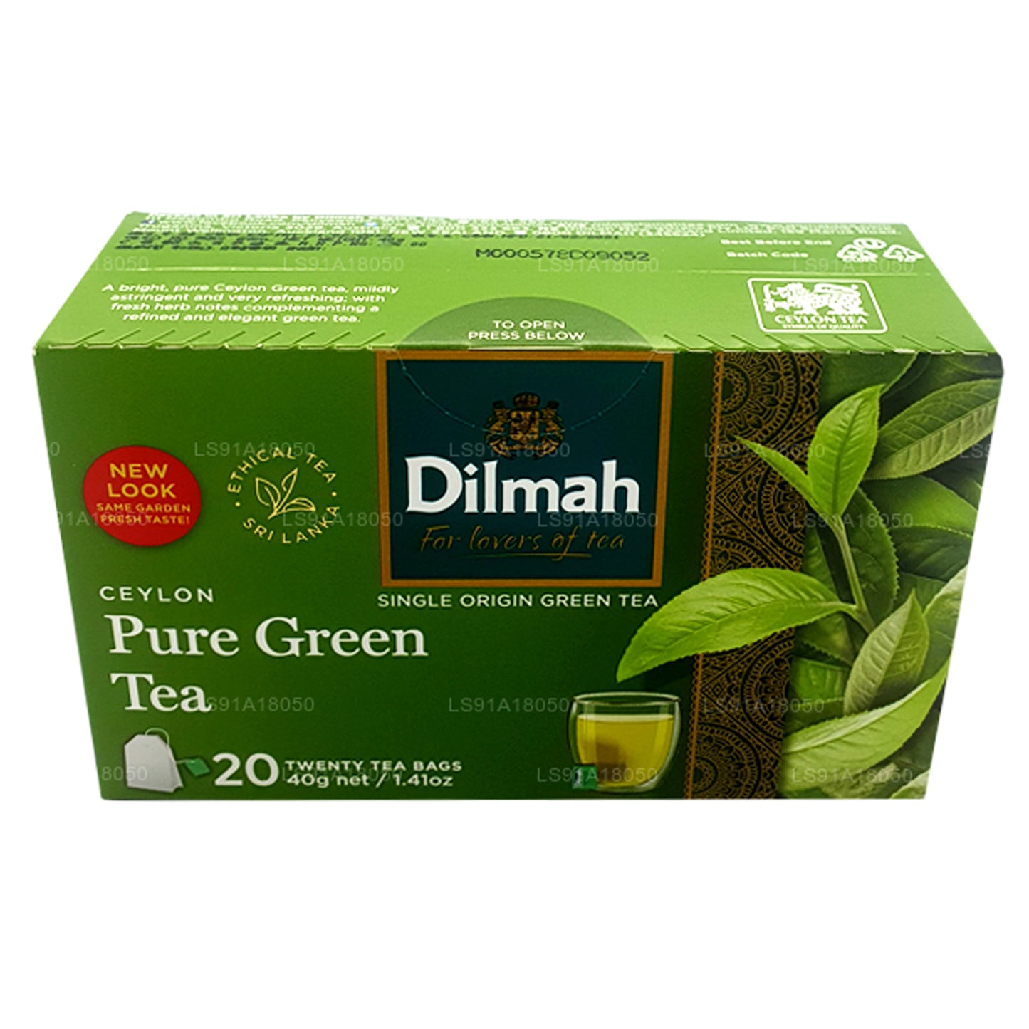 Té verde puro de Ceilán Dilmah (40 g) 20 bolsitas de té