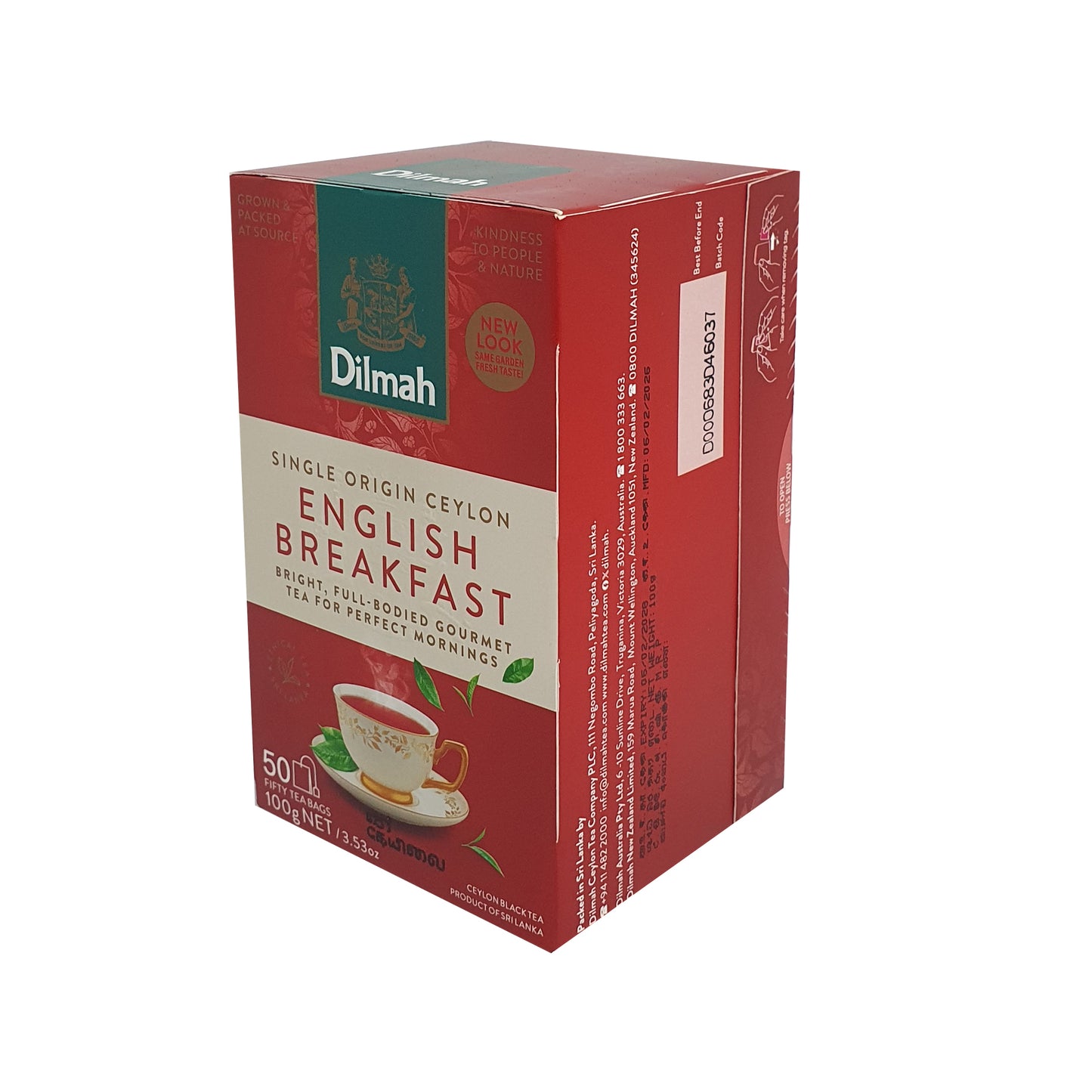 Té de desayuno inglés Dilmah, 50 bolsitas de té (100 g)