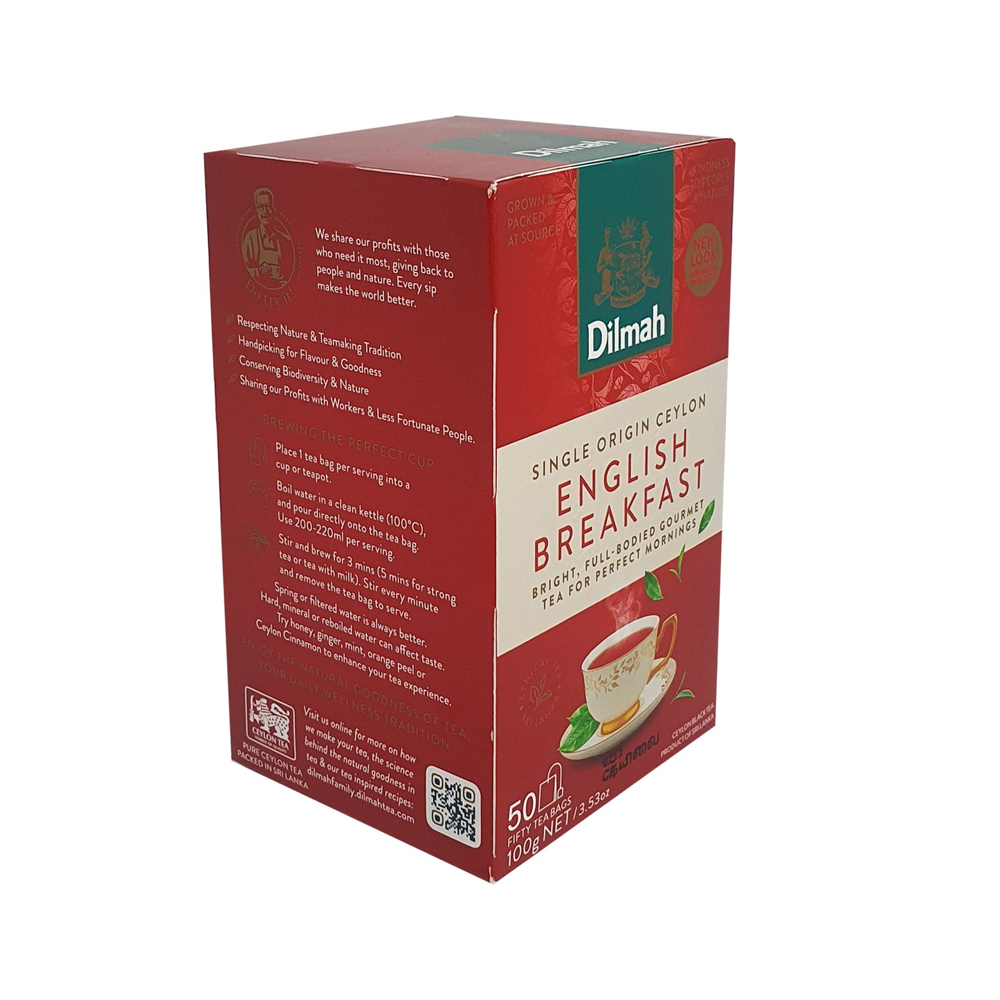 Té de desayuno inglés Dilmah, 50 bolsitas de té (100 g)